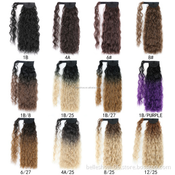 Curly Ponytail  Hair Wrap Around Ponytail  Extensions Drawstring  For Black Women Corn Wavy Long Magic Paste Ponytail